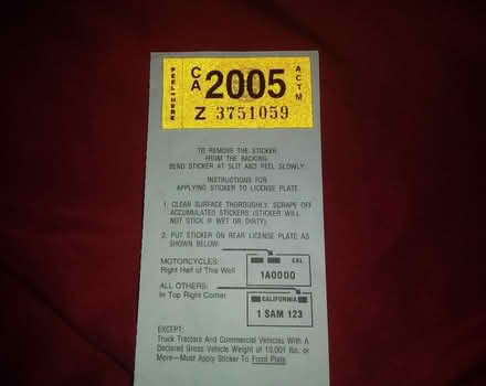 Photo of free Unpeeled 2005 CA vehicle reg tag (Kensington) #1