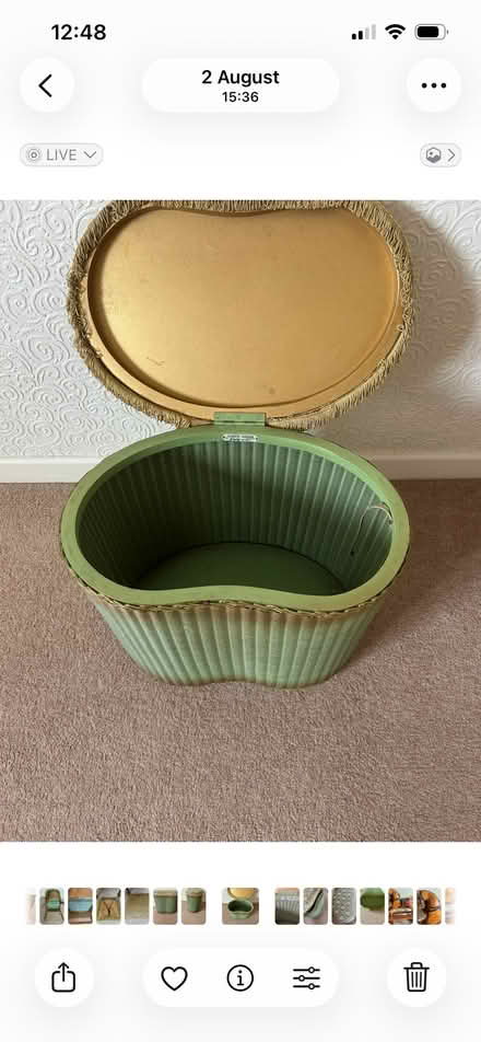 Photo of free Vintage Lloyd Loom kidney shaped Wicket storage box/ottoman (Penrith CA11) #1