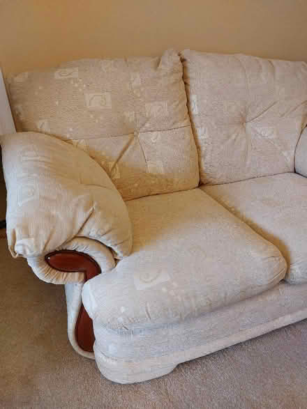Photo of free Three seater sofa, two seater sofa, armchair and footstool (Duston NN5) #3