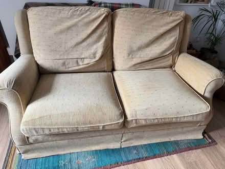Photo of free Large two seater sofa, one chair, two lots of covers (Stonesfield OX29) #1