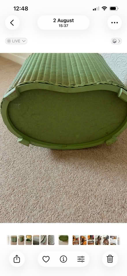 Photo of free Vintage Lloyd Loom kidney shaped Wicket storage box/ottoman (Penrith CA11) #2